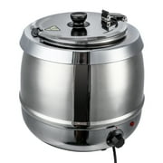 Commercial Soup Warmer, 10.5QT Soup Kettle with Hinged Lid and Detachable Stainless Steel Insert Pot, Suitable for Family Gatherings, Parties, Restaurants, and Buffets, Sliver